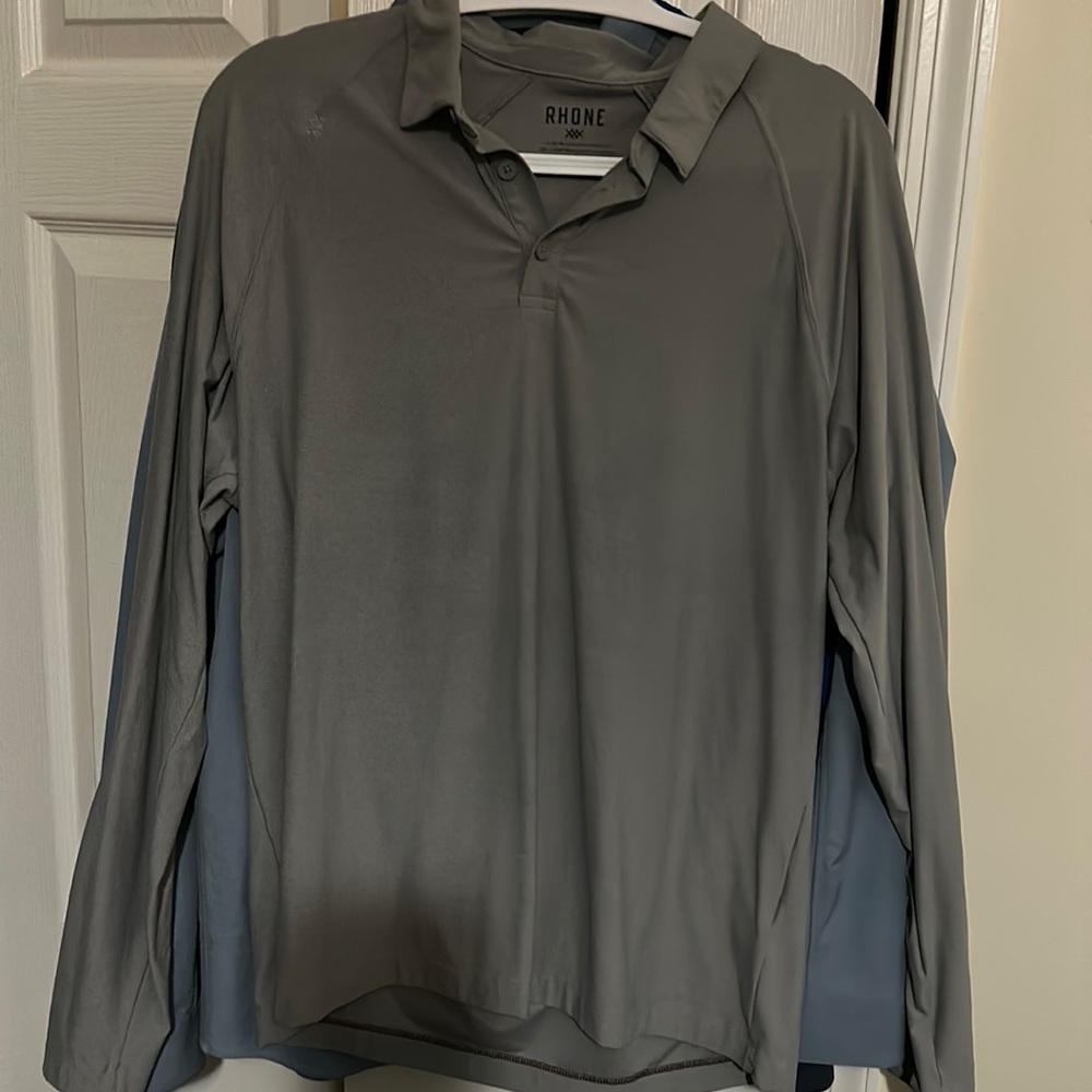 Rhone Gray Long Sleeve Polo